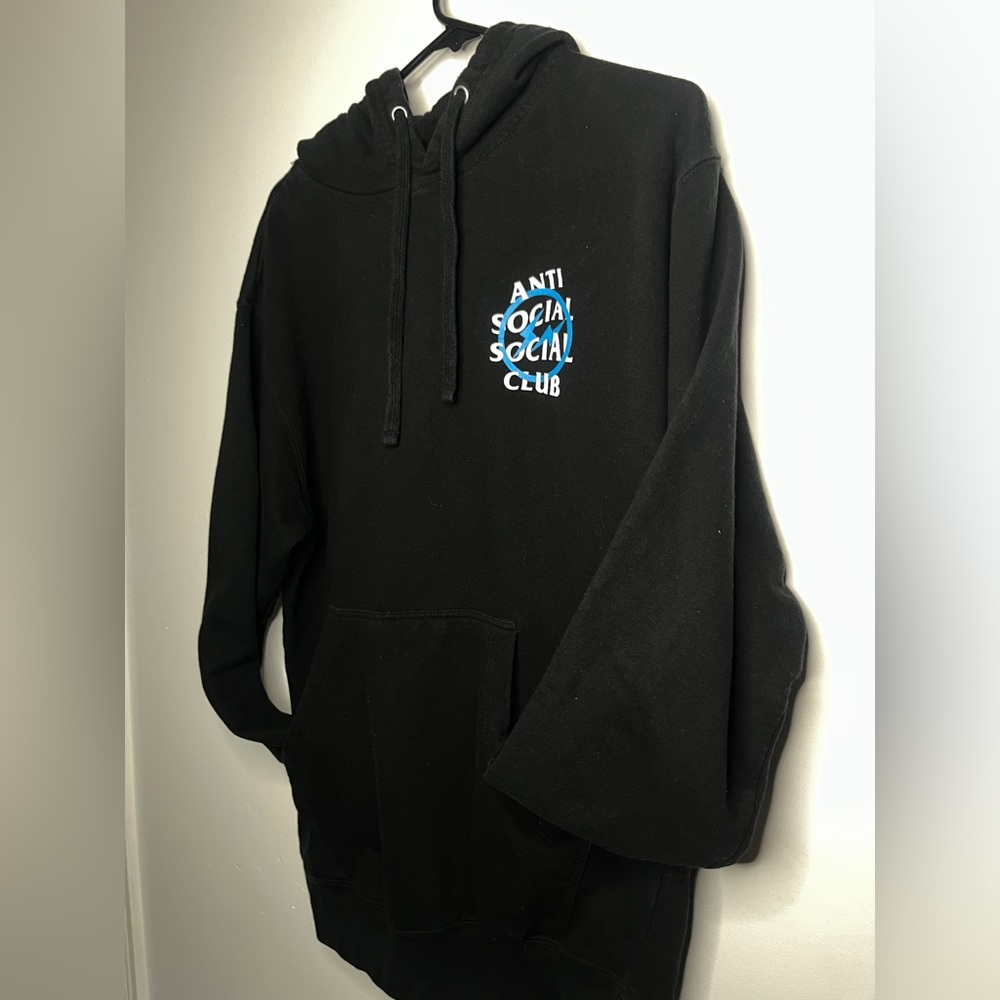 Anti Social Social Club x Fragment Blue Bolt Hoodie (FW19) Black Size M USED - Picture 5 of 8